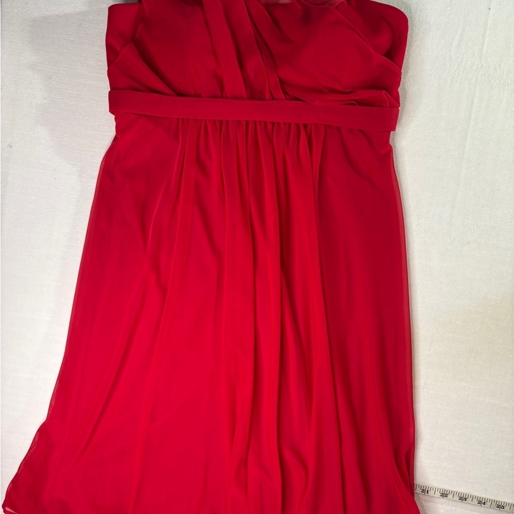 David's Bridal Red Strapless Ruched Cocktail Dress Size 10